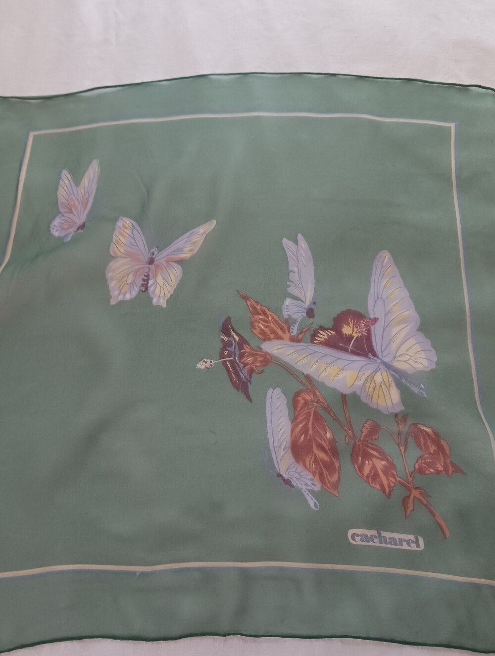 Cacharel Green Butterfly Print Scarf